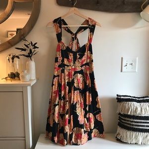 French Connection Black Floral Midi Dress